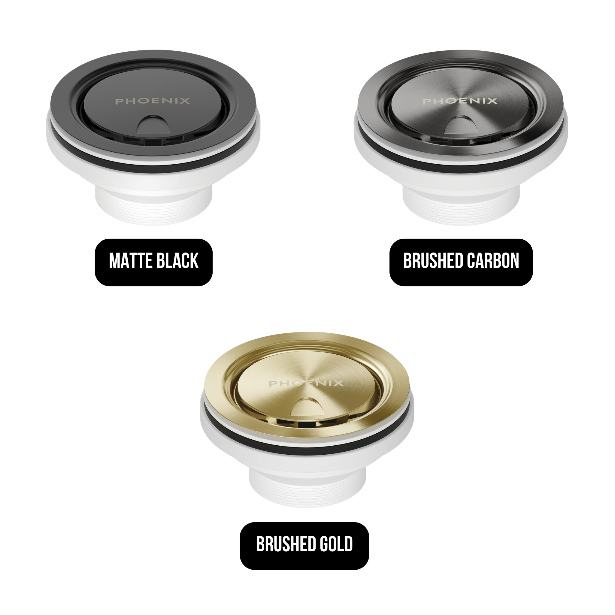 PHOENIX COVERED SINK BASKET WASTE MATTE BLACK