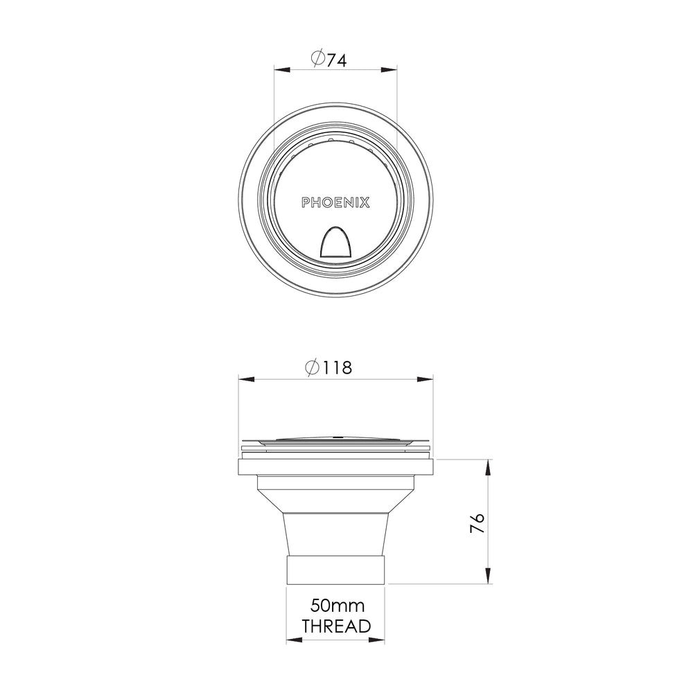 PHOENIX SINK BASKET PLUG & WASTE BRUSHED BRONZE