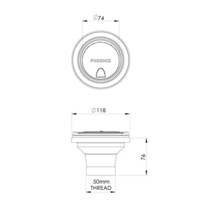 PHOENIX SINK BASKET PLUG & WASTE BRUSHED BRONZE