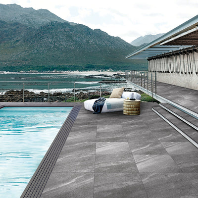 MUSES CREST DARK GREY FELLTEC 600X400MM RECTANGLE PAVER (PER PC)