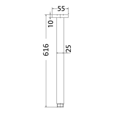 IKON SQUARE VERTICAL SHOWER ARM 610MM CHROME