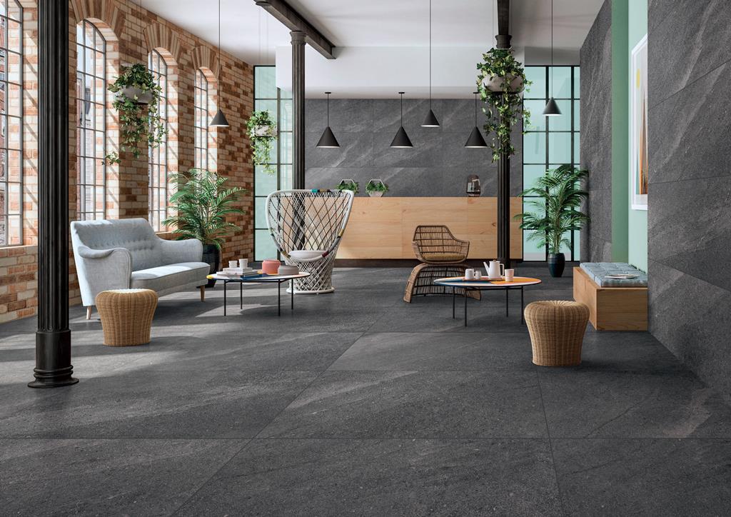 MUSES CREST DARK GREY FELLTEC 600X600MM SQUARE TILE (PER BOX)