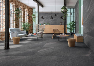 MUSES CREST DARK GREY FELLTEC 600X600MM SQUARE TILE (PER BOX)