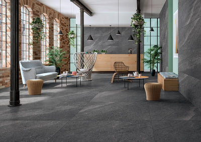 MUSES CREST DARK GREY FELLTEC 600X600MM SQUARE TILE (PER BOX)