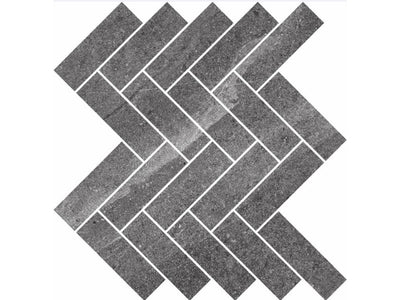 MUSES CREST DARK GREY FELLTEC 260X315MM HERRINGBONE MOSAIC TILE (PER BOX)