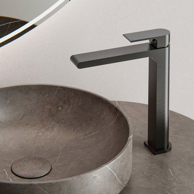 NERO BIANCA MID TALL BASIN MIXER 232MM MATTE BLACK