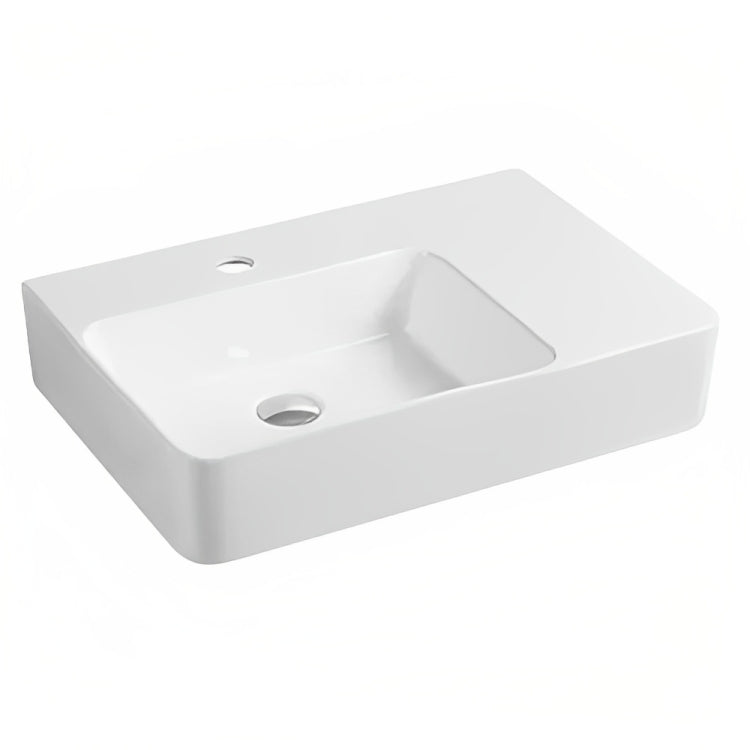 INSPIRE SQUARE LEFT HAND BOWL WALL HUNG BASIN GLOSS WHITE 595MM