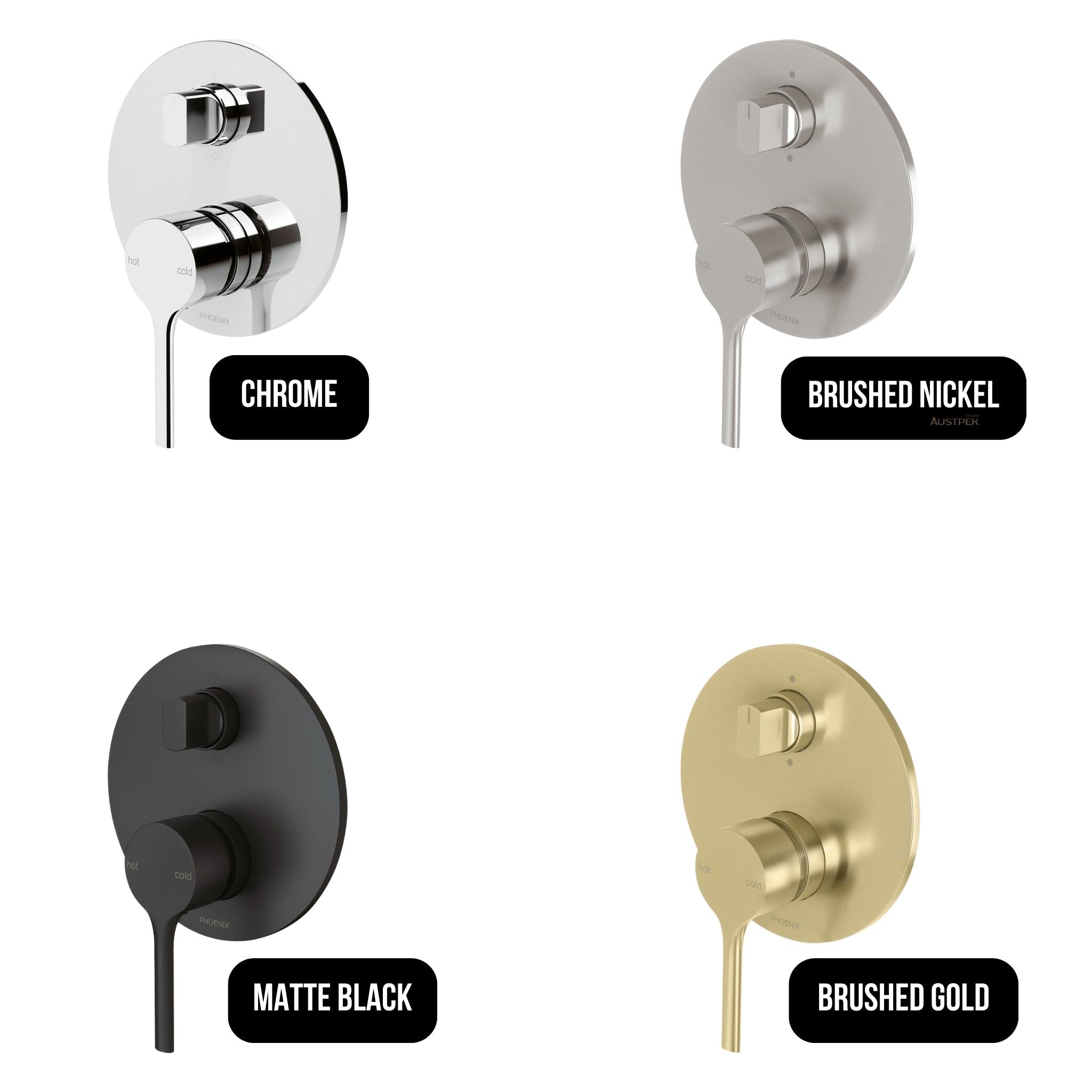 PHOENIX VIVID SLIMLINE SWITCHMIX OVAL SHOWER / BATH DIVERTER MIXER COMPLETE KIT BRUSHED NICKEL