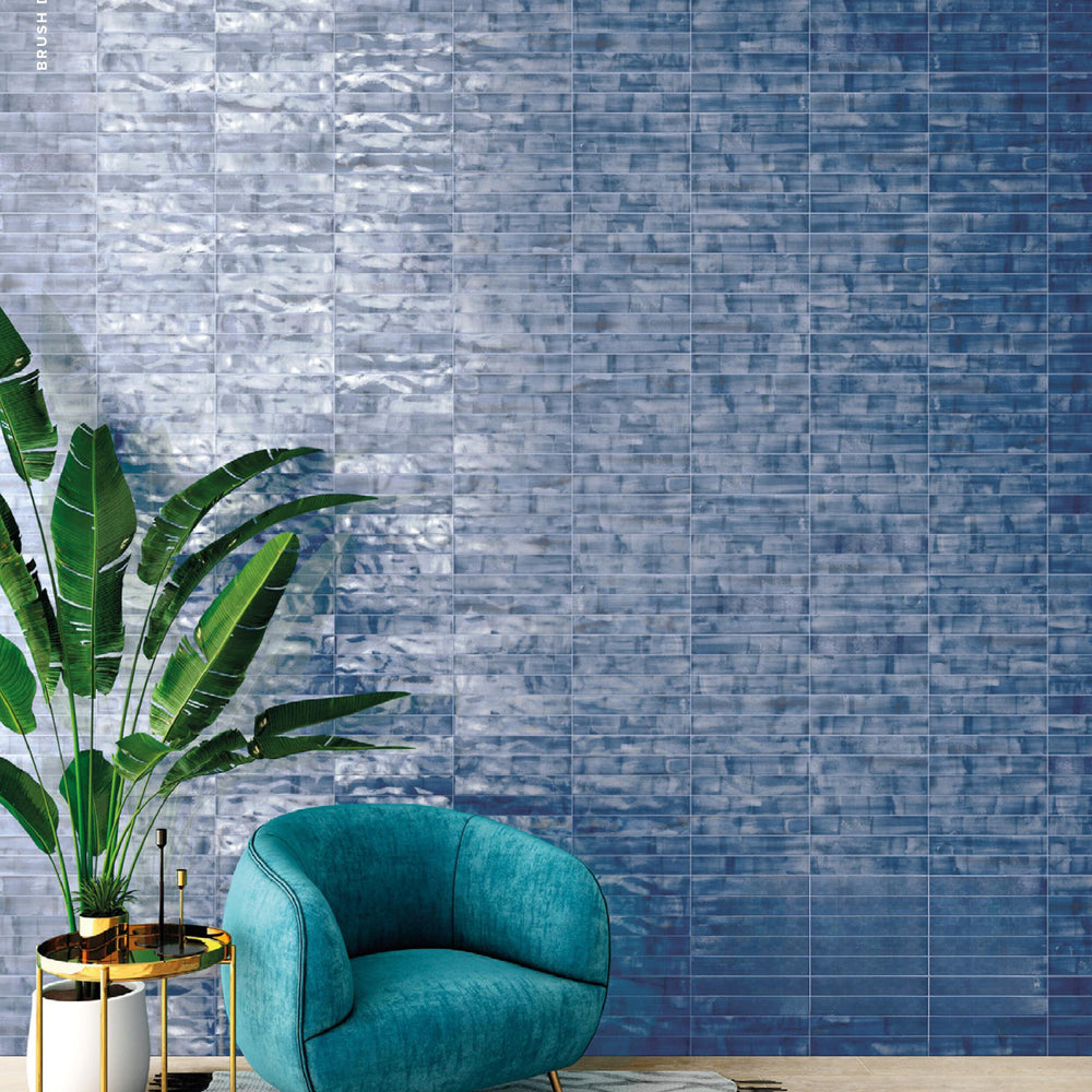 EVERSTONE BRUSH DENIM GLOSSY 370X61MM RECTANGLE TILE (PER BOX)