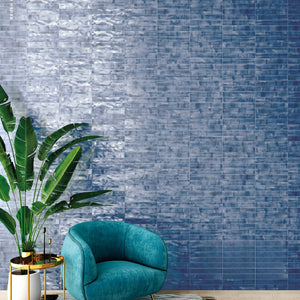 EVERSTONE BRUSH DENIM GLOSSY 370X61MM RECTANGLE TILE (PER BOX)