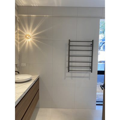 THERMOGROUP ROUND LADDER HEATED TOWEL RAIL GUN METAL 800MM