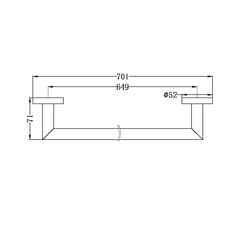 NERO DOLCE SINGLE TOWEL RAIL BRUSHED NICKEL 700MM