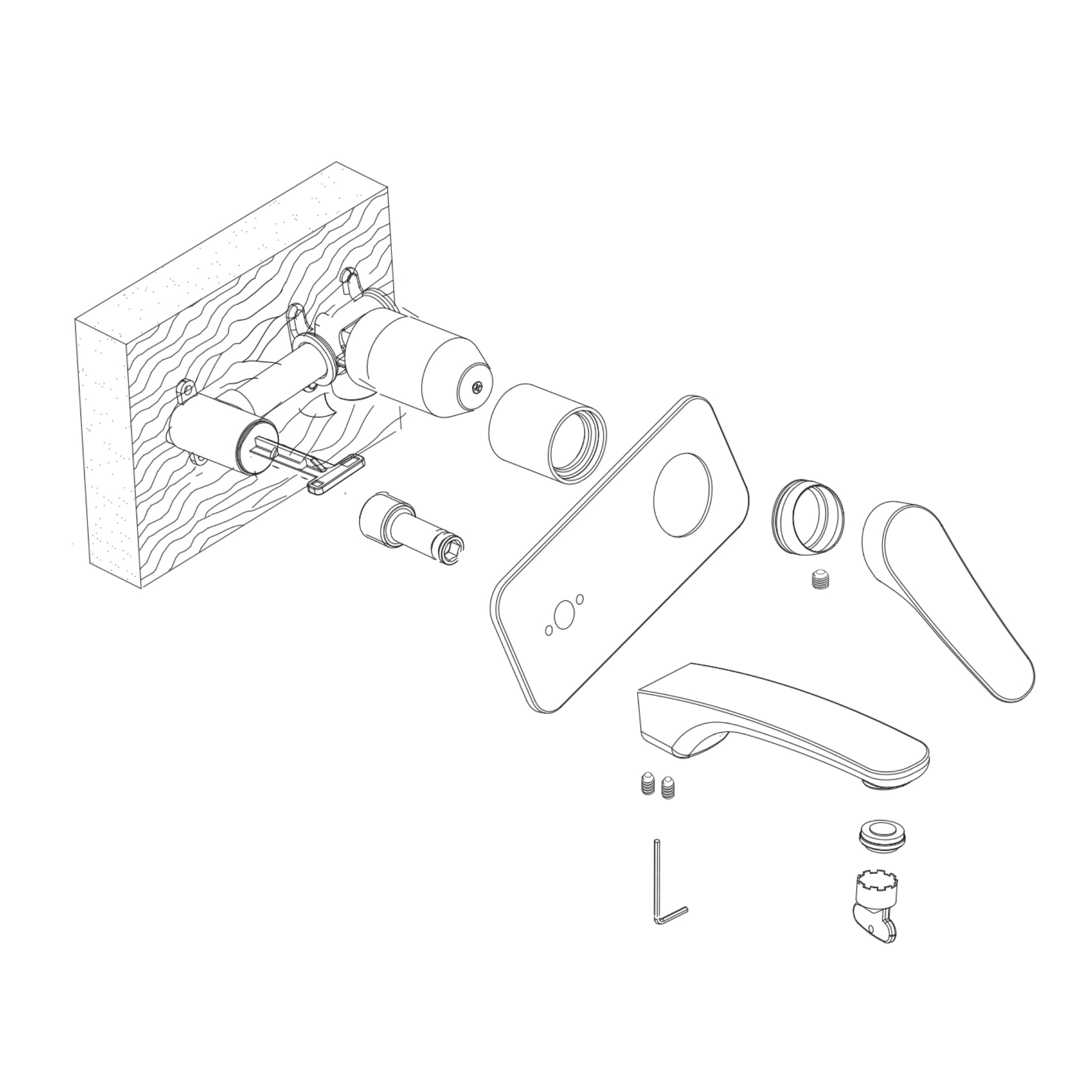 OLIVERI VERONA LEAD FREE WALL MIXER SET 180MM BRUSHED NICKEL