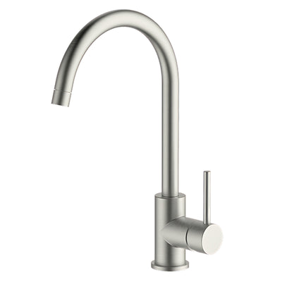 GARETH ASHTON LUCIA LEAD FREE GOOSENECK SINK MIXER 377MM BRUSHED NICKEL