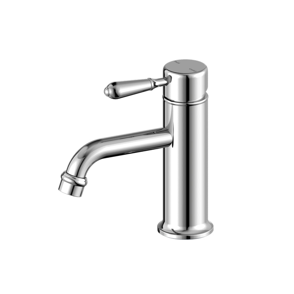 NERO YORK STRAIGHT BASIN MIXER WITH METAL LEVER 170MM CHROME