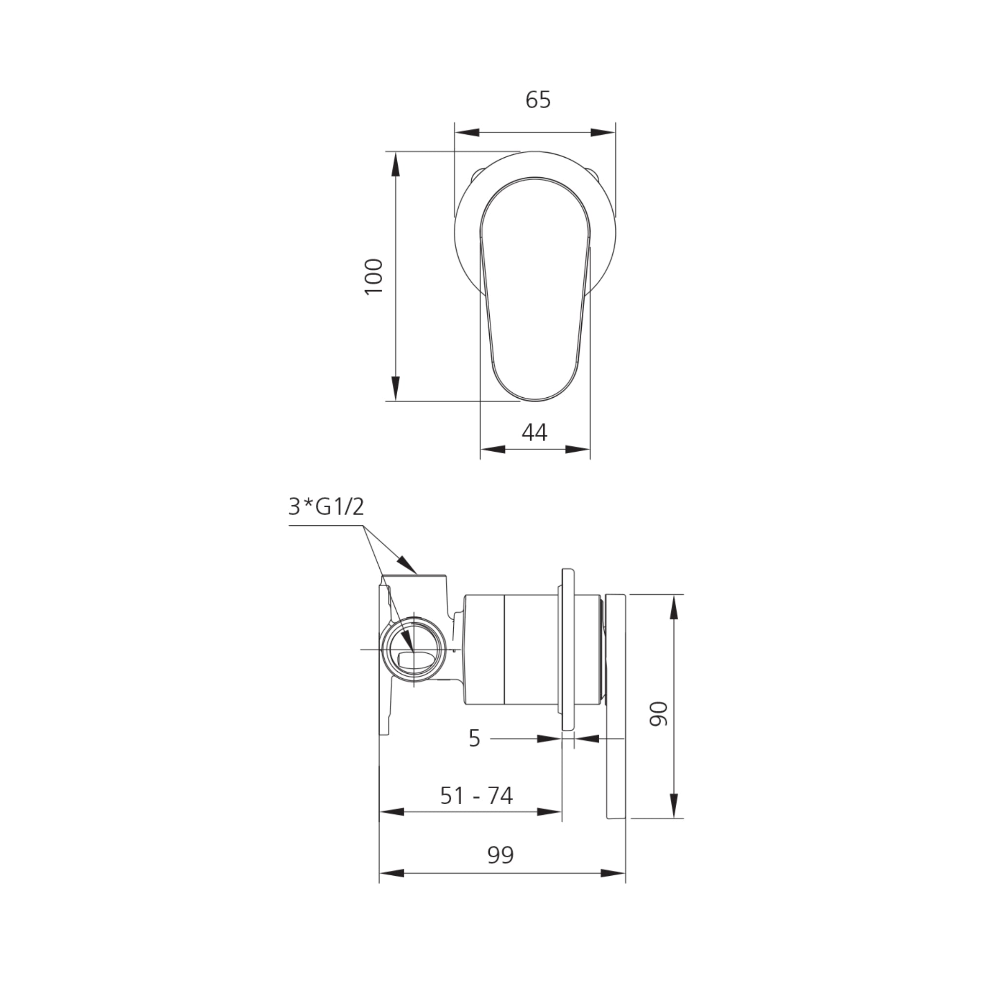 OLIVERI LONDON LEAD FREE WALL MIXER 100MM CHROME