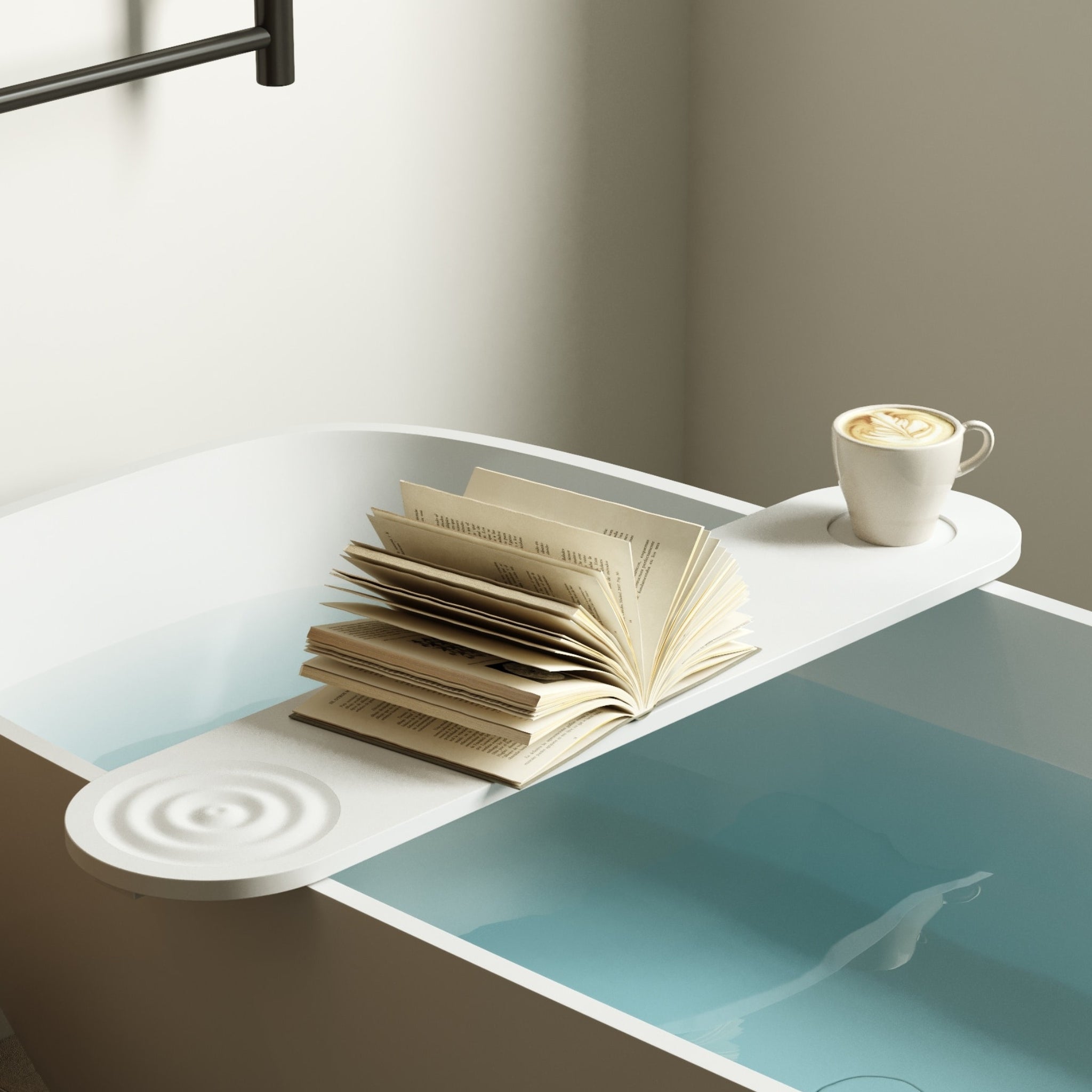 THERMOGROUP HOLLY SOLID SURFACE BATH CADDY 900MM WHITE