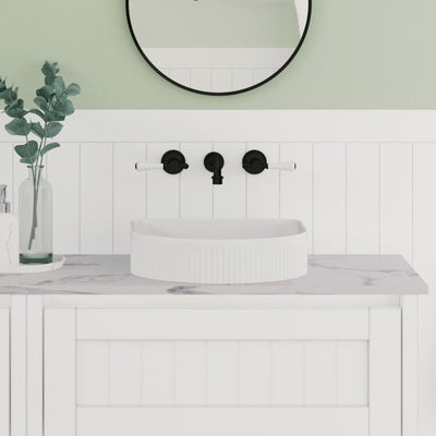 FIENZA ELEANOR FLUTED ABOVE COUNTER BASIN GLOSS WHITE 415MM