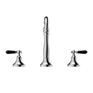 NERO YORK THREE PIECE BASIN SET WITH BLACK PORCELAIN LEVER CHROME