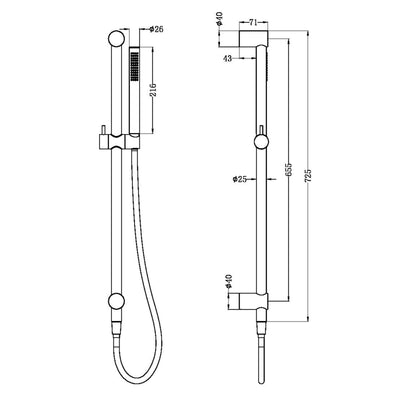 NERO ZEN SHOWER RAIL GRAPHITE