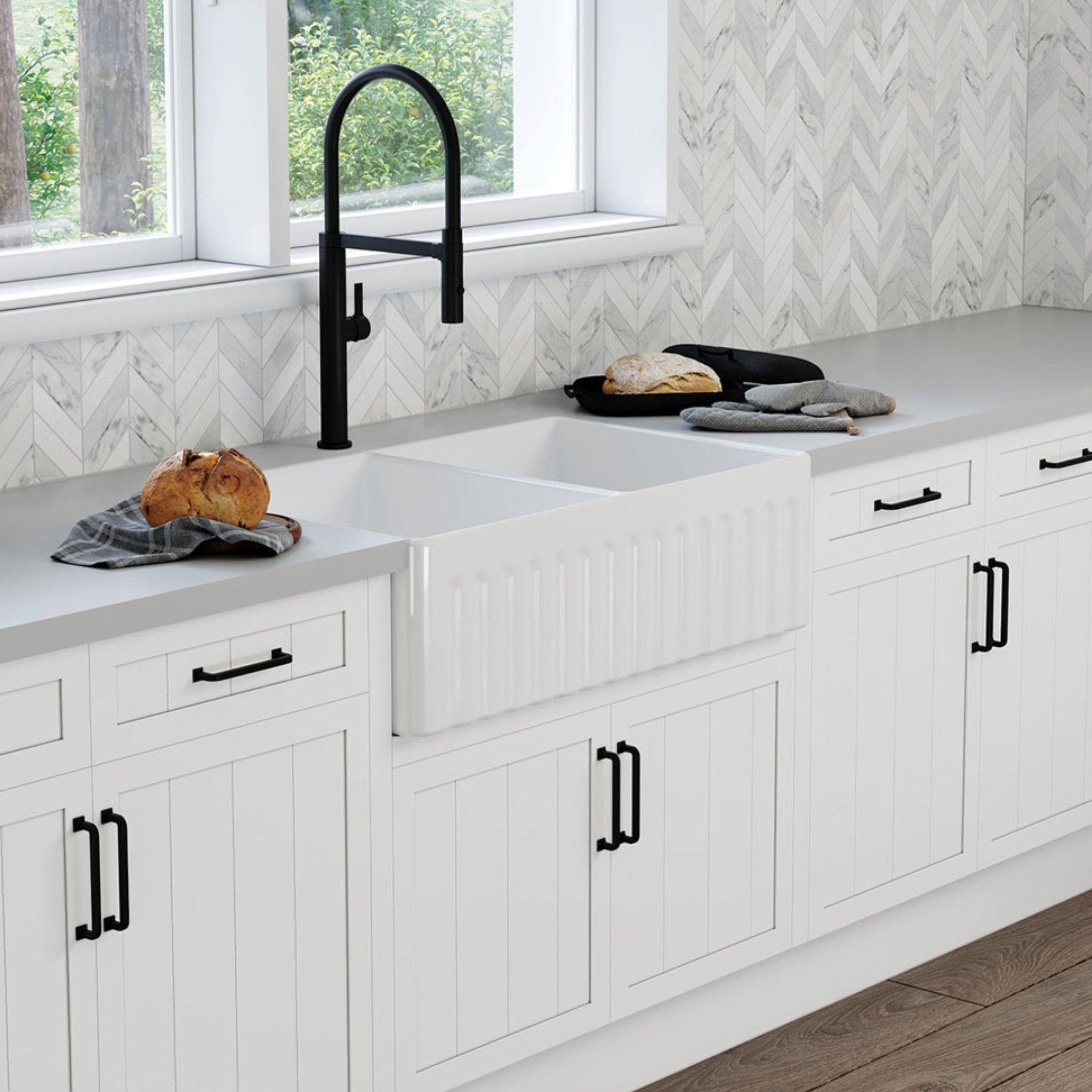 FIENZA CHARLTON DOUBLE BOWL BUTLER SINK GLOSS WHITE 835MM