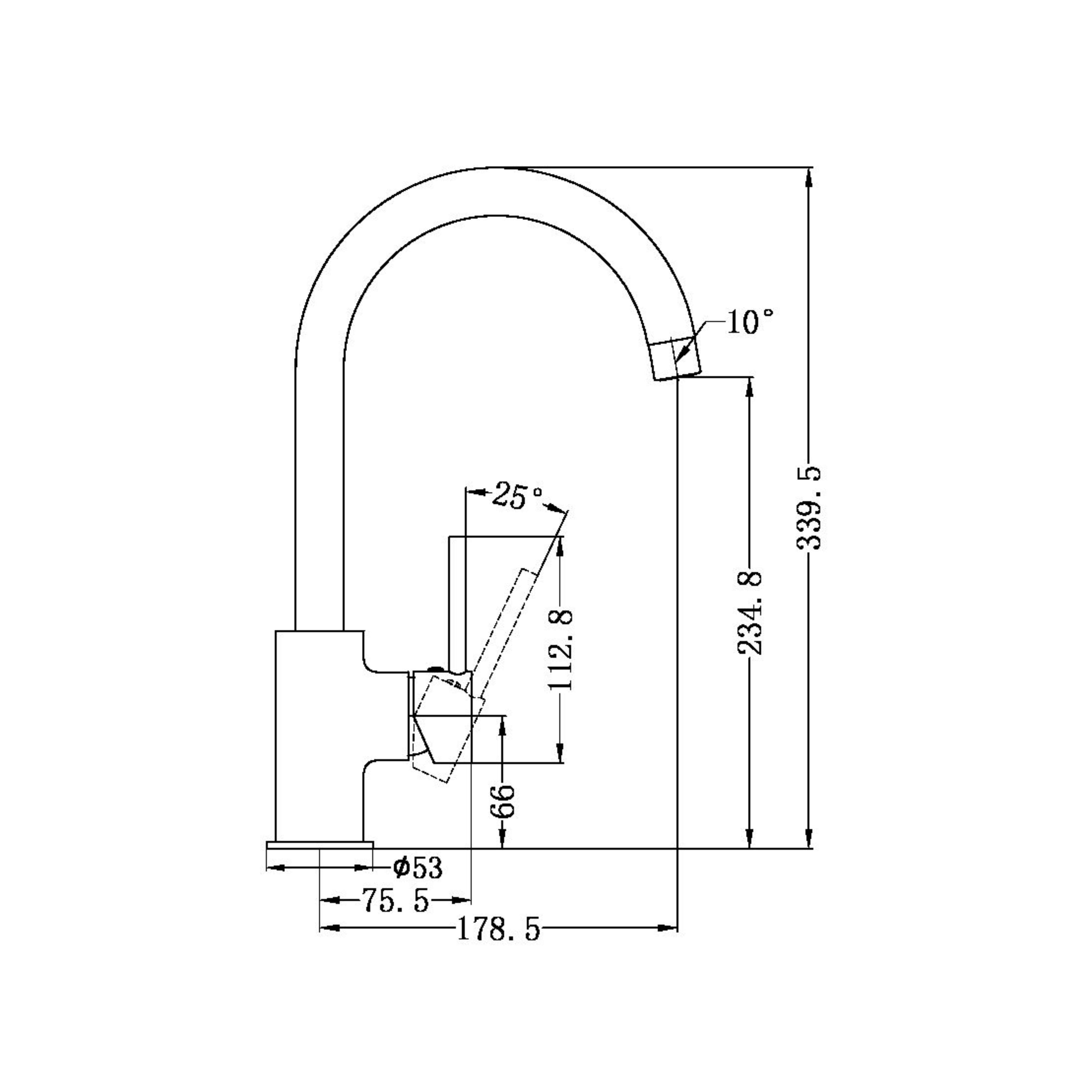 NERO DOLCE KITCHEN MIXER GOOSENECK 340MM CHROME