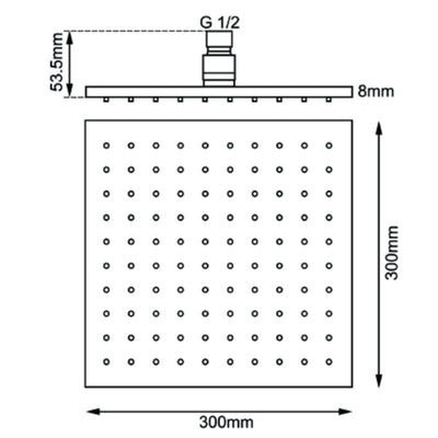 AQUAPERLA SQUARE SHOWER HEAD 300MM MATTE BLACK