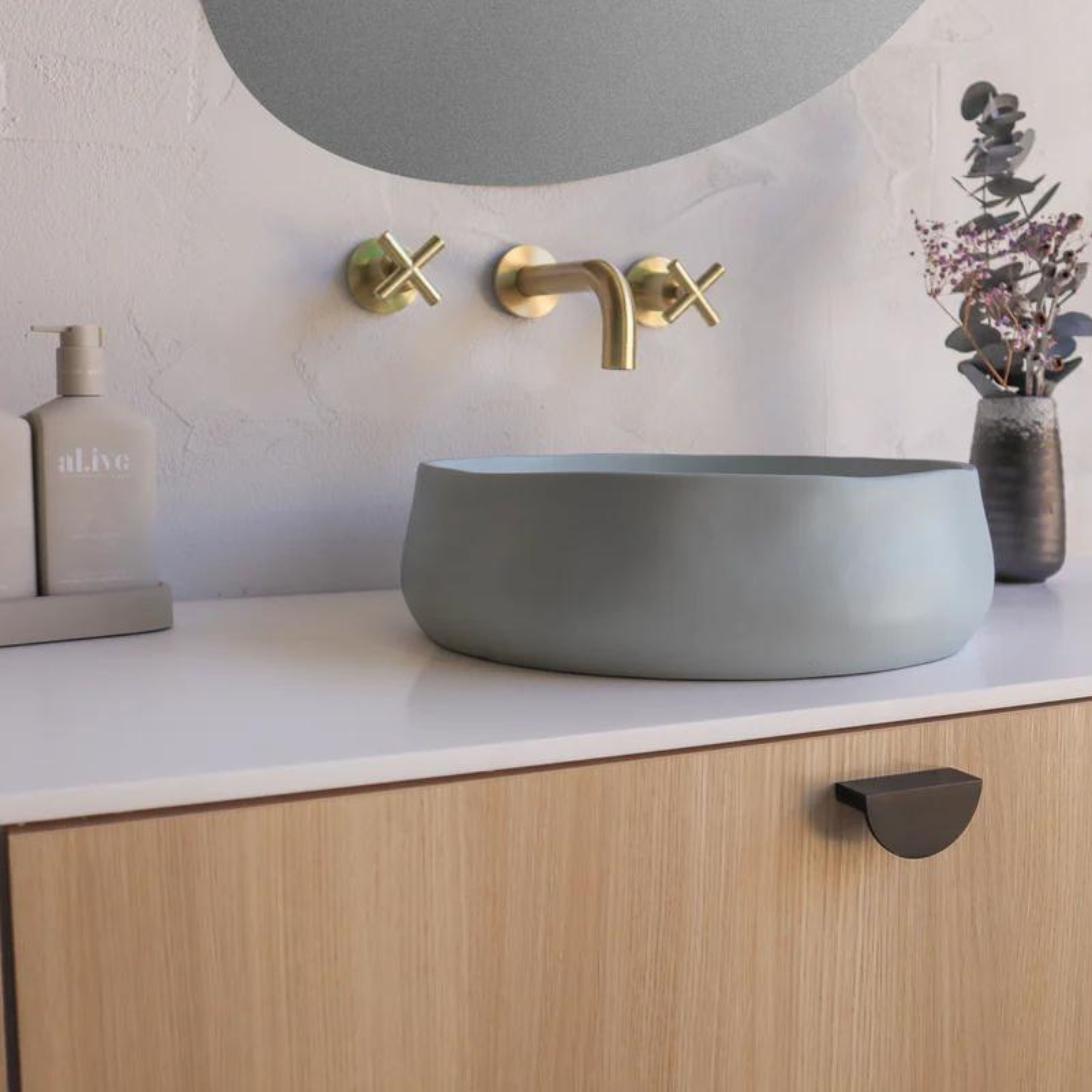 NOOD CO CONSCIOUS RANGE MILL ABOVE COUNTER / WALL HUNG BASIN POWDER BLUE 380MM