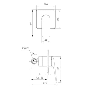 OLIVERI PARIS WALL MIXER 144MM BRUSHED NICKEL