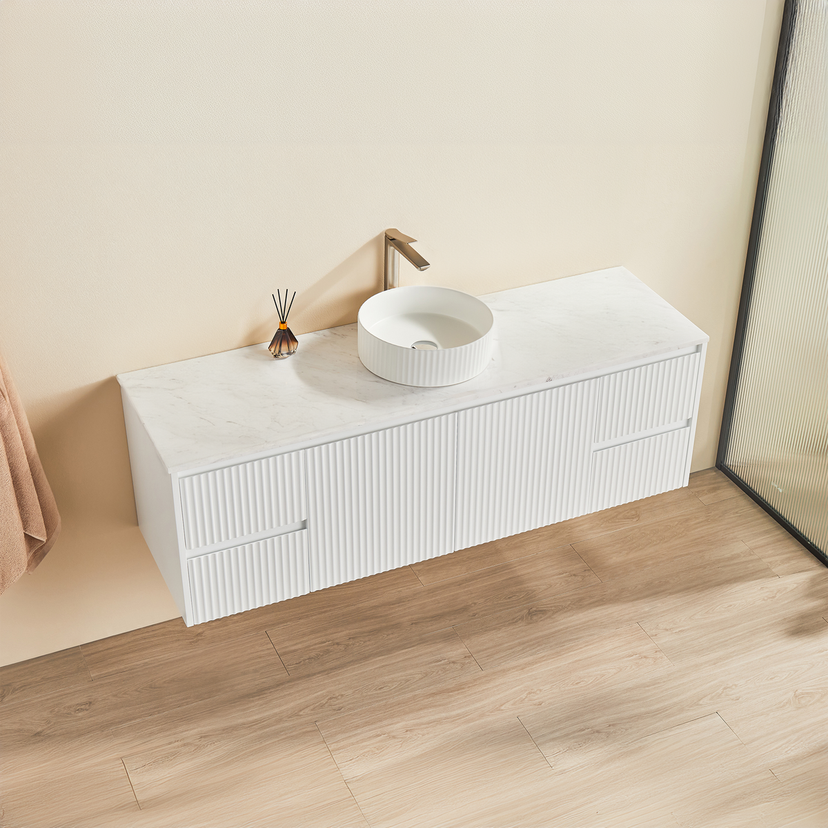 CETO BRINDABELLA MATTE WHITE 1500MM SINGLE BOWL WALL HUNG VANITY