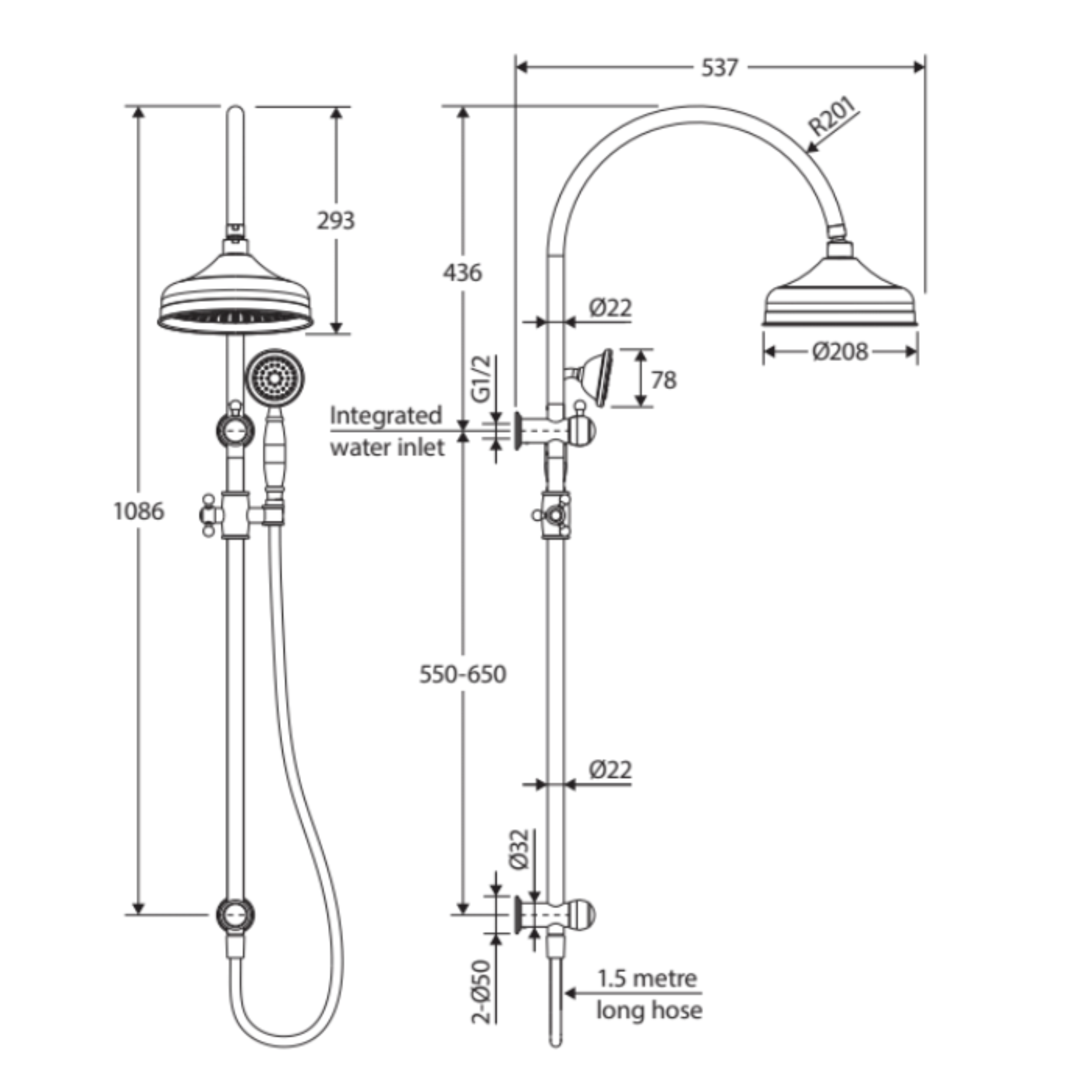FIENZA LILLIAN TWIN SHOWER BRUSHED NICKEL