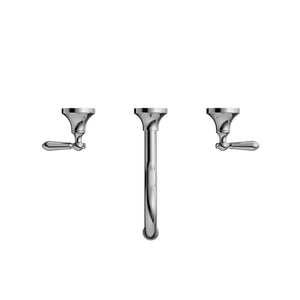 NERO YORK WALL BASIN SET WITH METAL LEVER CHROME