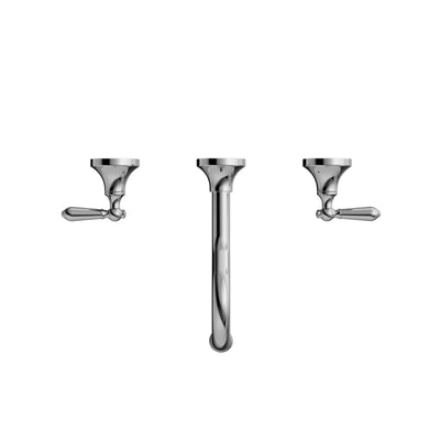 NERO YORK WALL BASIN SET WITH METAL LEVER CHROME