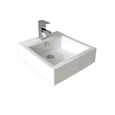 SEIMA KYRA 010 ABOVE COUNTER / WALL HUNG BASIN WITH OVERFLOW GLOSS WHITE 443MM