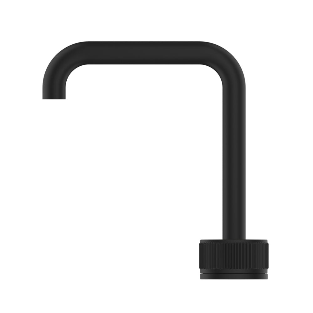 BELLA VISTA MICA LEAD FREE FLUTED SOFT-SQUARE HOB BASIN MIXER SET 205MM BLACK