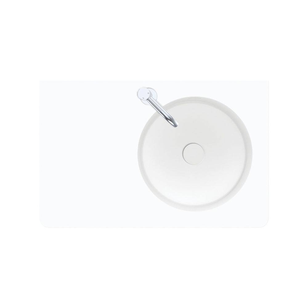 FIENZA ENCANTO SOLID SURFACE WALL HUNG LEFT HAND BASIN WITH TAPHOLE MATTE WHITE 700MM