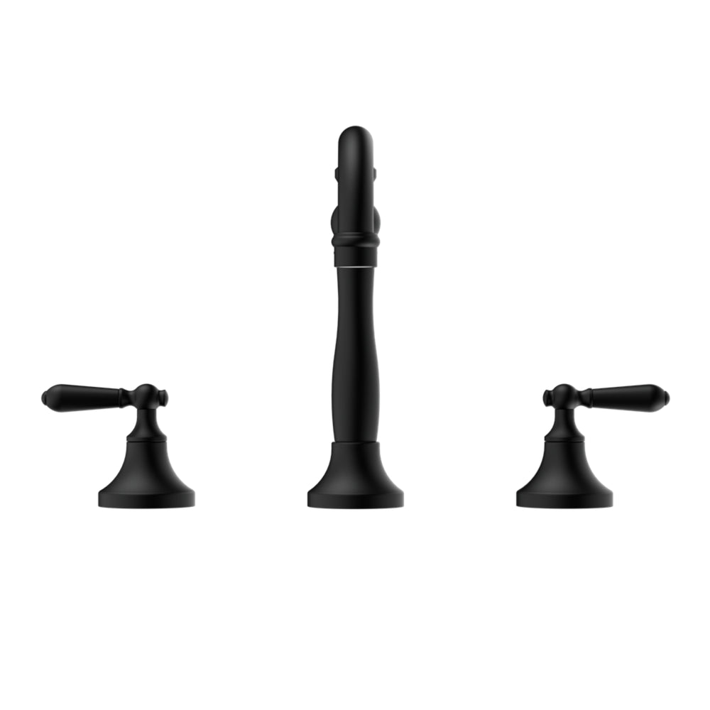 NERO YORK THREE PIECE BASIN SET WITH METAL LEVER MATTE BLACK