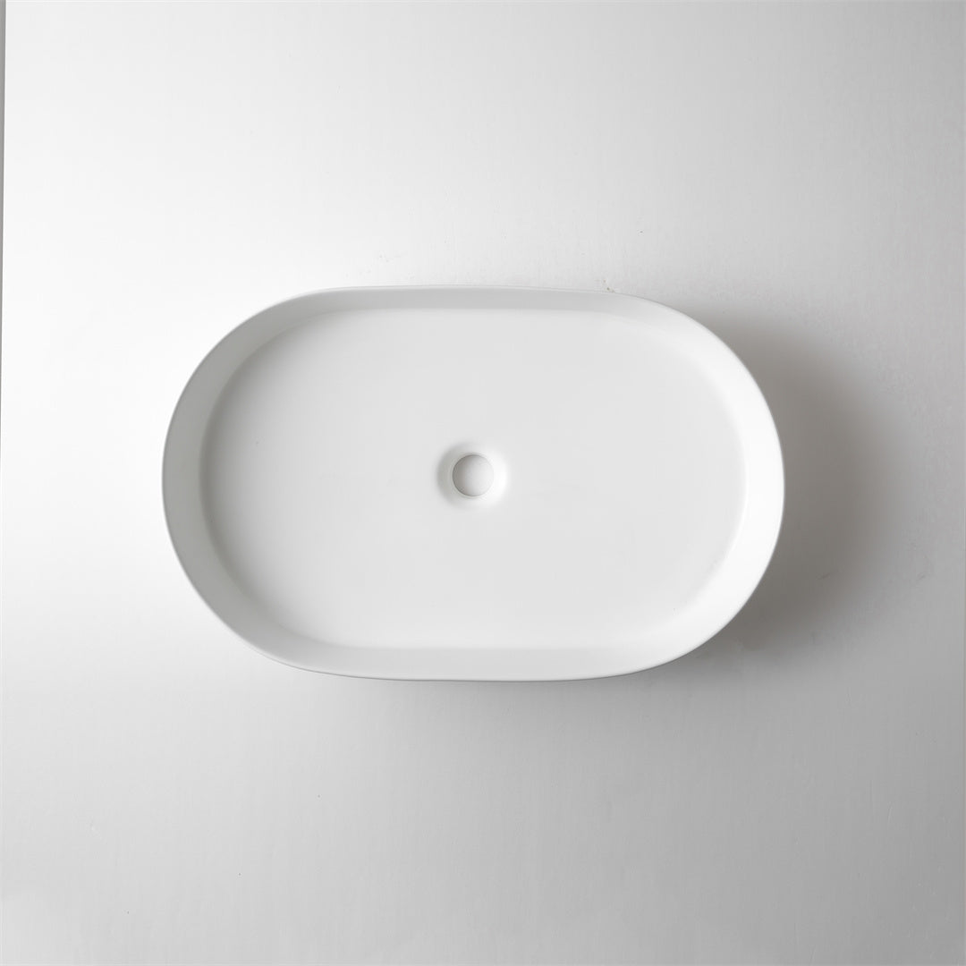 CLAYA PILL FLUTED ABOVE COUNTER BASIN MATTE WHITE 600MM
