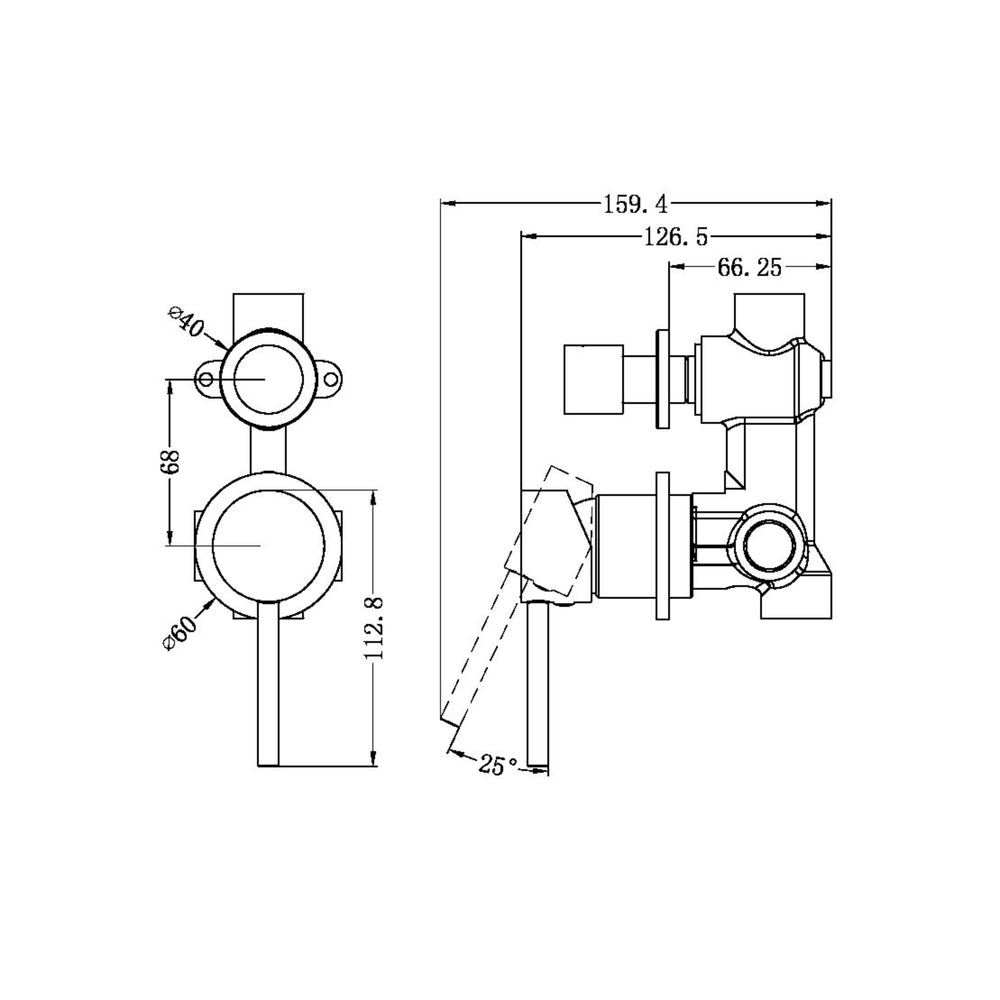 NERO DOLCE SHOWER MIXER WITH DIVERTER SEPARATE BACK PLATE MATTE BLACK