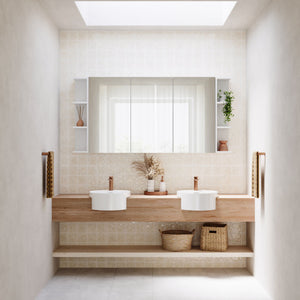 FIENZA REBA SEMI-RECESSED BASIN WITH TAPHOLE GLOSS WHITE 390MM