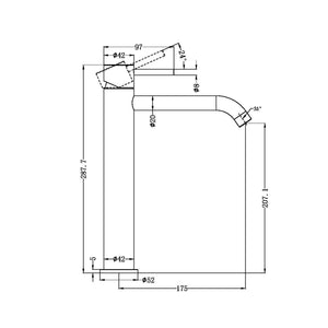 NERO ZEN TALL BASIN MIXER 288MM BRUSHED GOLD