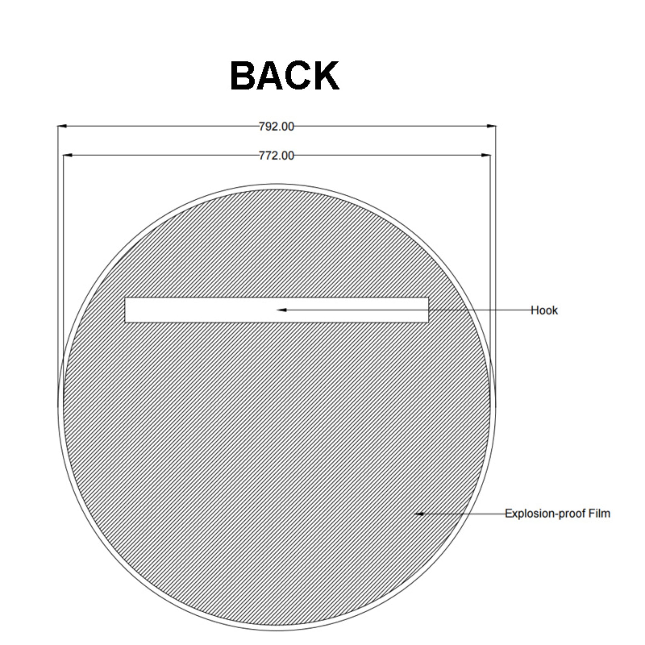 AQUAPERLA ROUND FRAMED CARYSIL MIRROR BRUSHED NICKEL 800MM