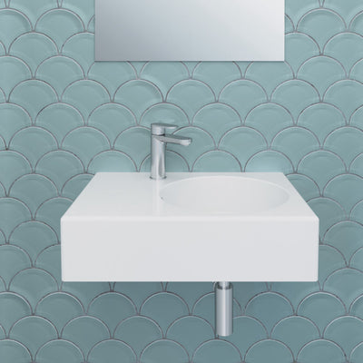 FIENZA REBA WALL HUNG RIGHT-HAND BASIN WITH TAPHOLE GLOSS WHITE 600MM
