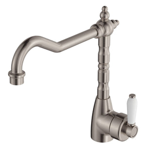 FIENZA ELEANOR SHEPHERDS CROOK SINK MIXER 283MM CERAMIC HANDLE BRUSHED NICKEL