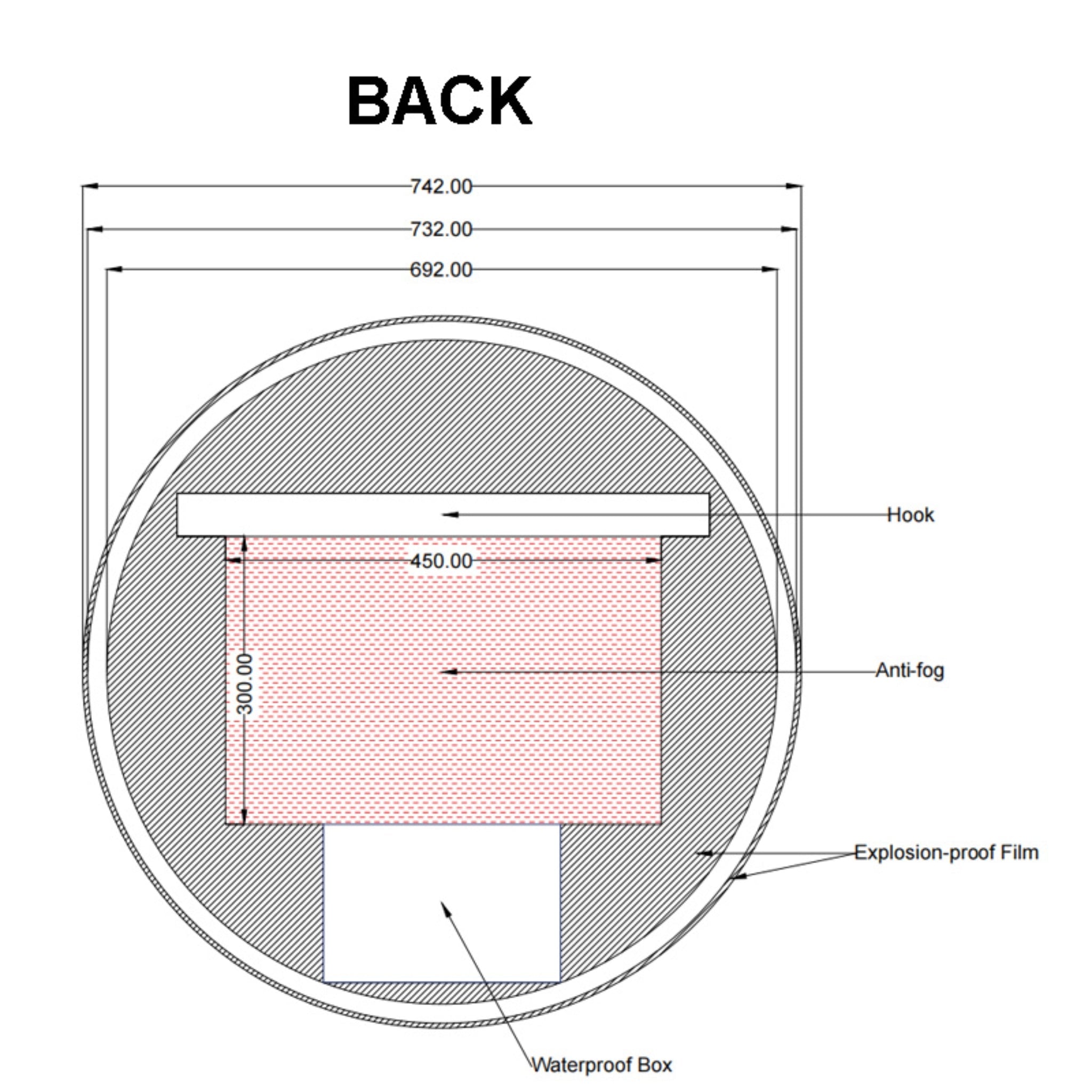 AQUAPERLA ROUND FRAMED BACK-LIT LED MIRROR BRUSHED NICKEL 750MM
