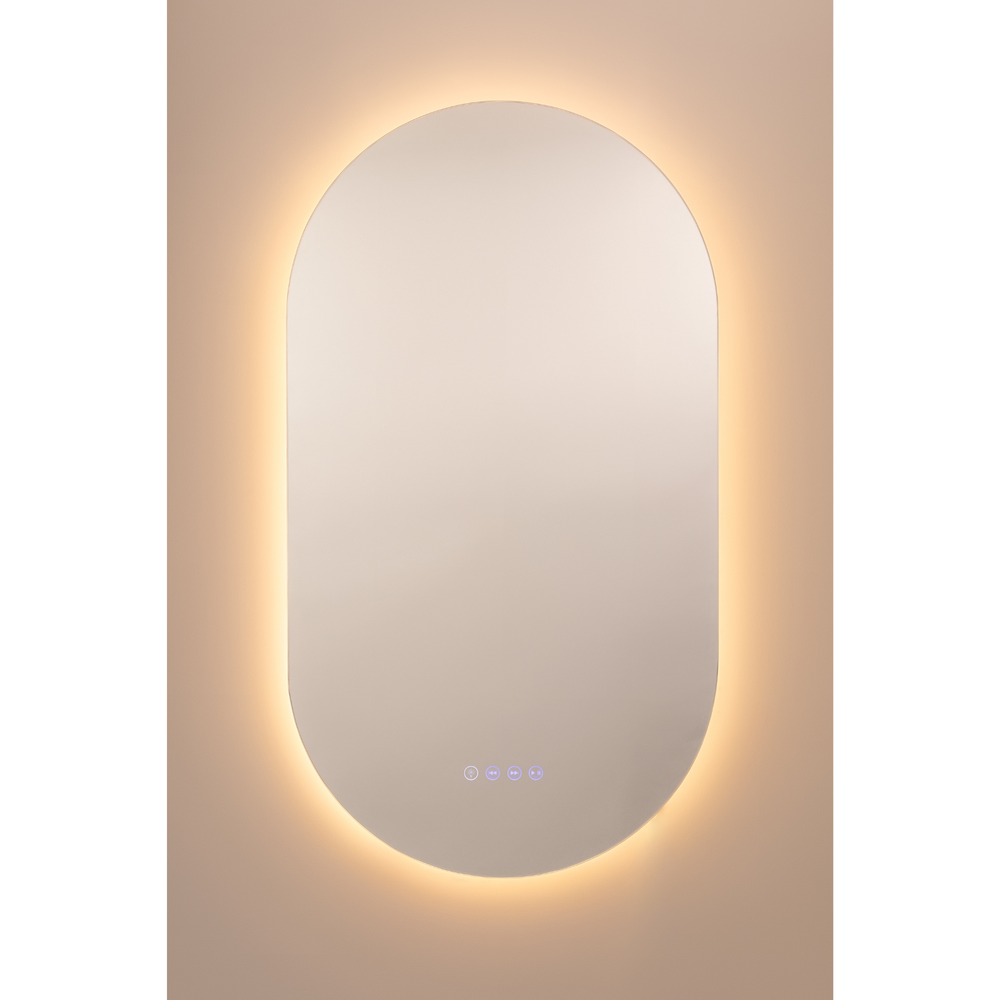 LUNARGLOW NEXUS OVAL 3 COLOUR LIGHTS FRAMELESS LED MIRROR 500X900MM
