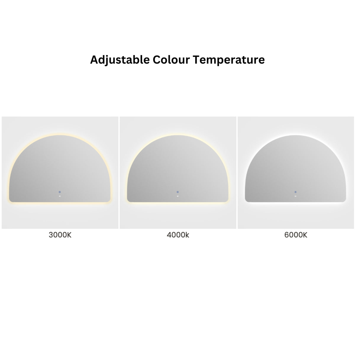 LUNARGLOW ARCADIA ARCH 3 COLOUR LIGHTS FRAMELESS LED MIRROR 600X900MM