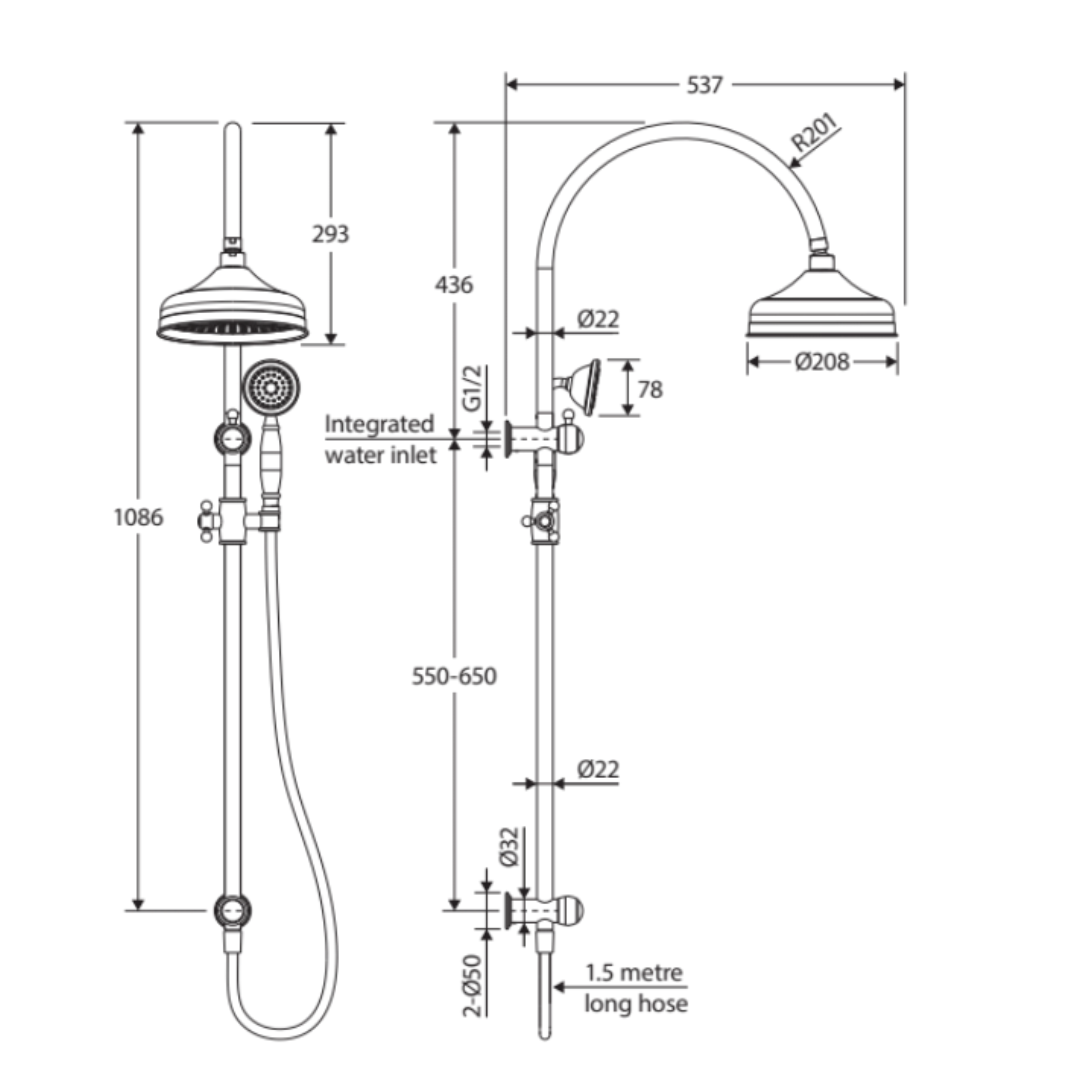 FIENZA LILLIAN TWIN SHOWER CHROME