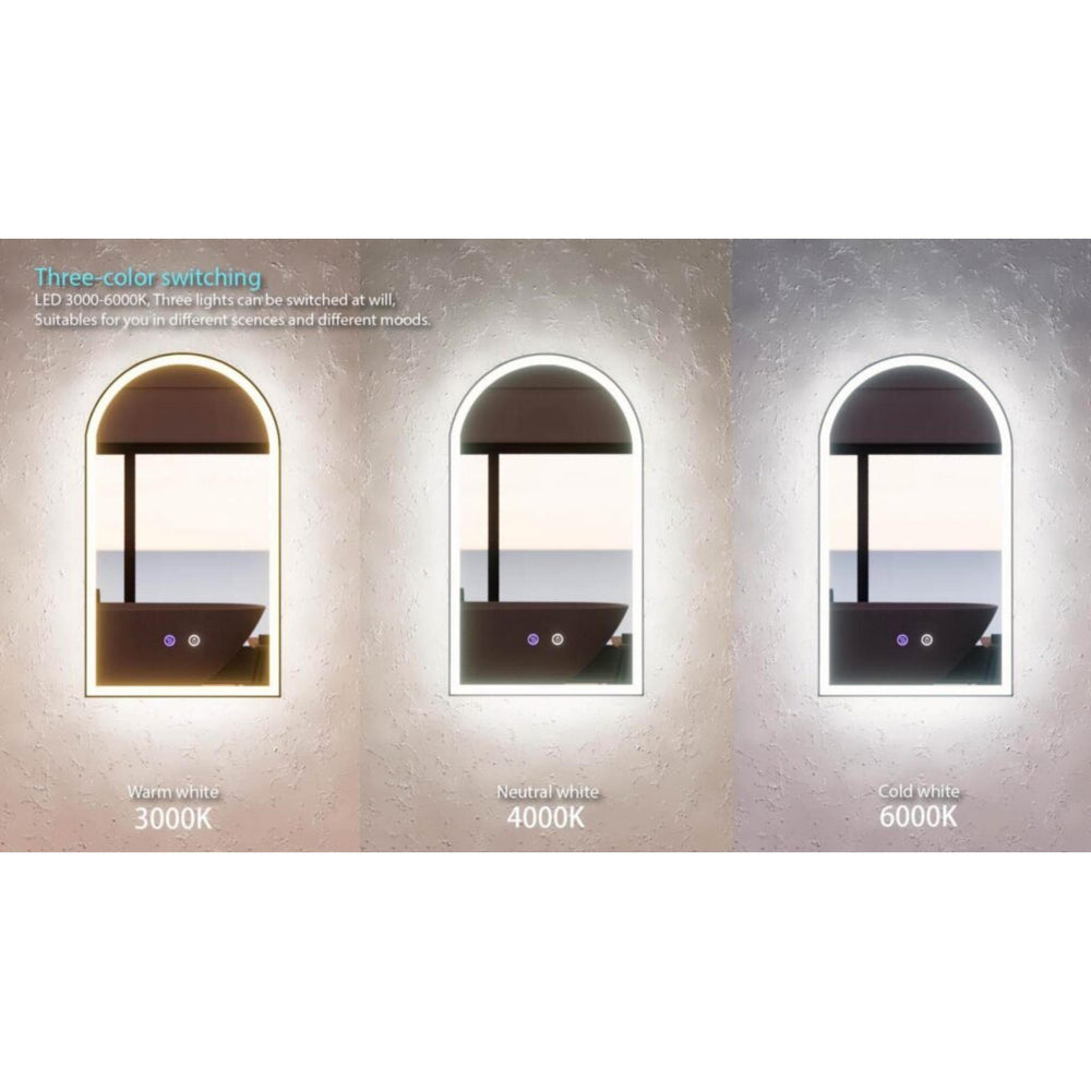 RIVA S3 FRAMELESS BACKLIT RECTANGLE LED MIRROR 3 COLOUR LIGHTS 750X900MM