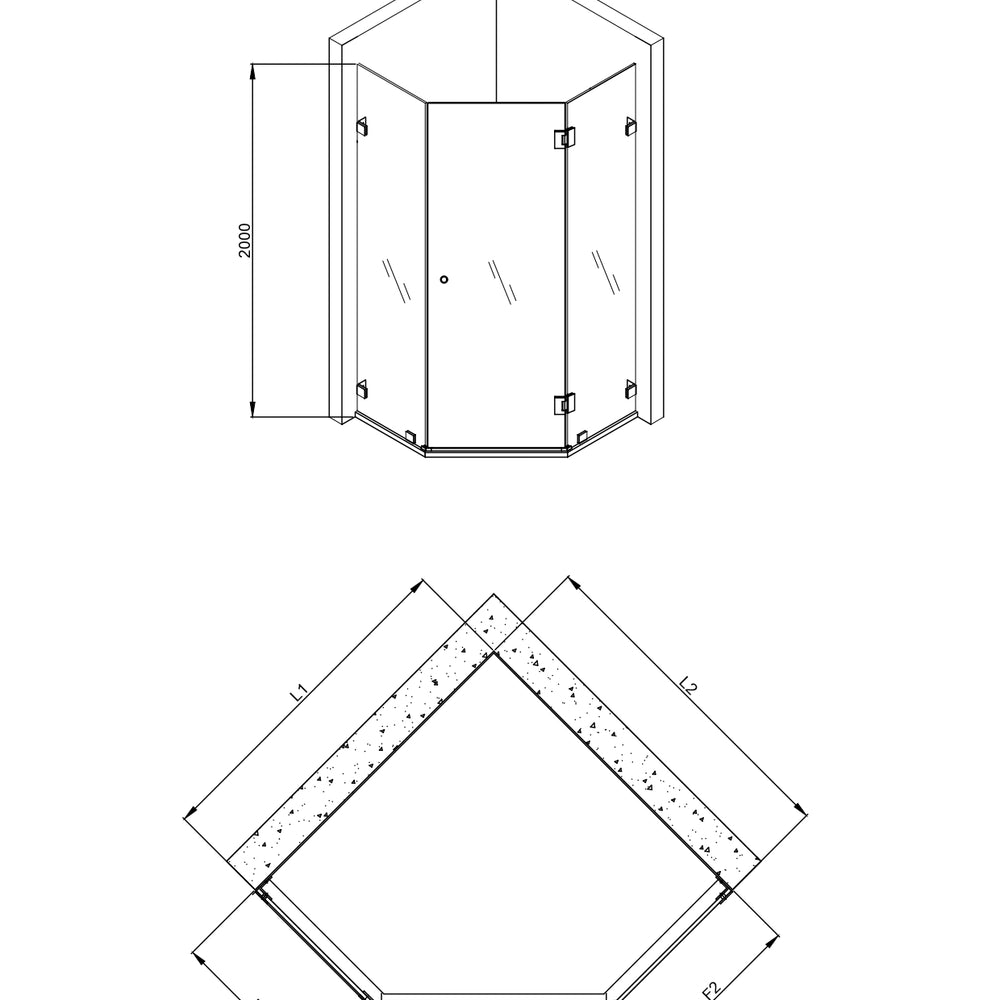 COVEY WALL TO WALL DIAMOND FRAMELESS PIVOT HINGE DOOR BRUSHED BRONZE